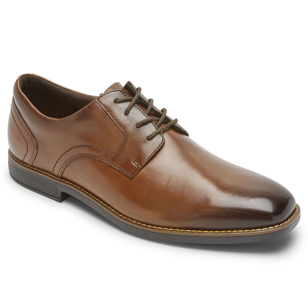 Rockport Mens Lace Up Brown - Slayter Plain Toe Shoe - UK 035-DCBAJZ